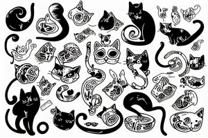 A cat licking blood tattoo idea