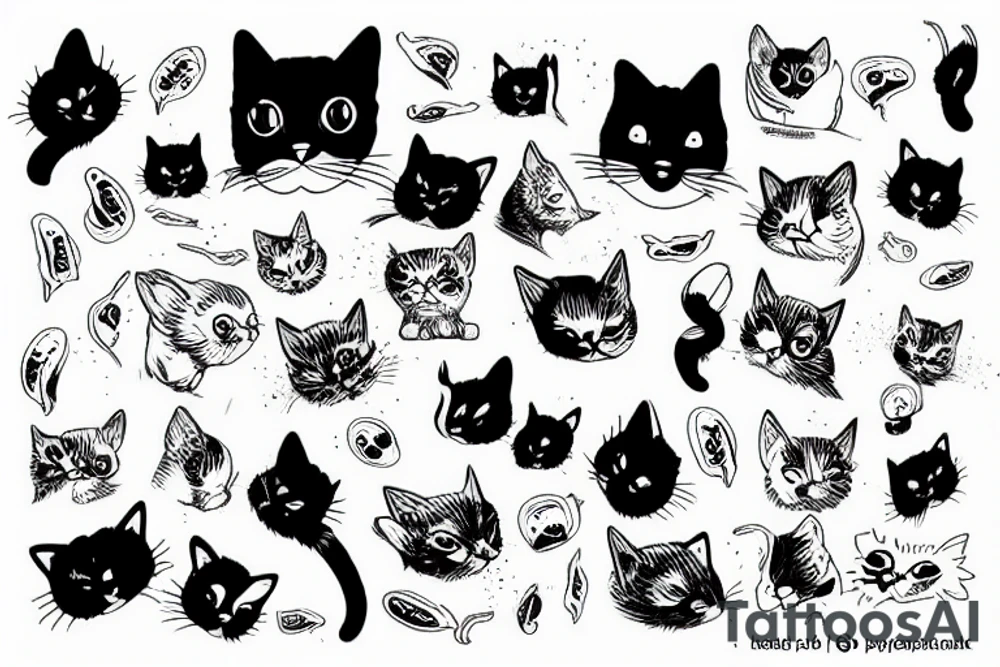 A cat and blood tattoo idea