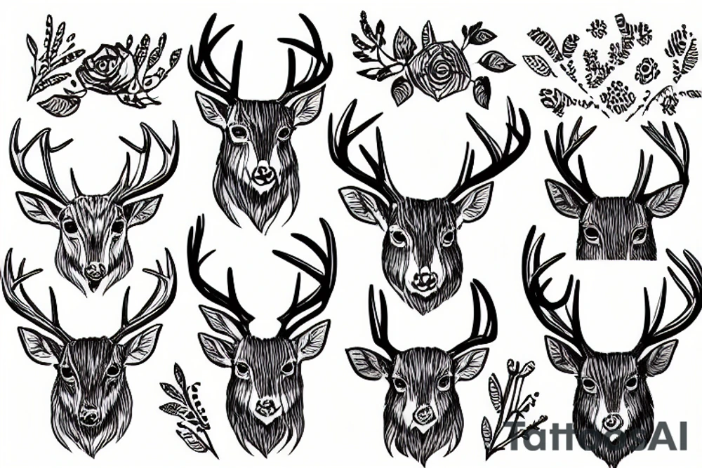 deer in graphic arts tattoo idea