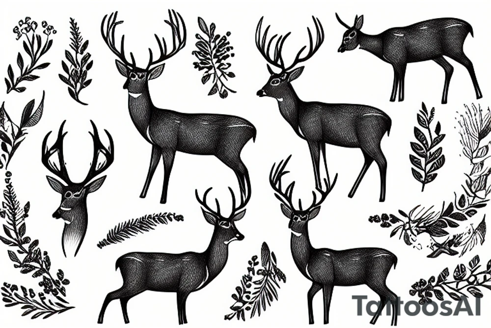 deer in colors tattoo idea