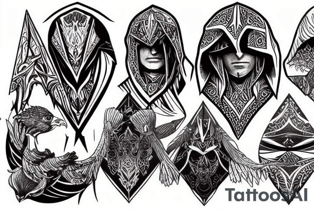 assassin's creed and eagle tattoo idea