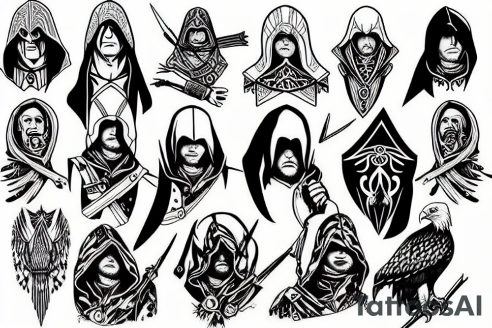 assassin's creed and eagle tattoo idea