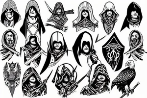 assassin's creed and eagle tattoo idea