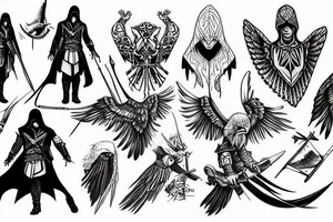 assassin's creed and eagle tattoo idea