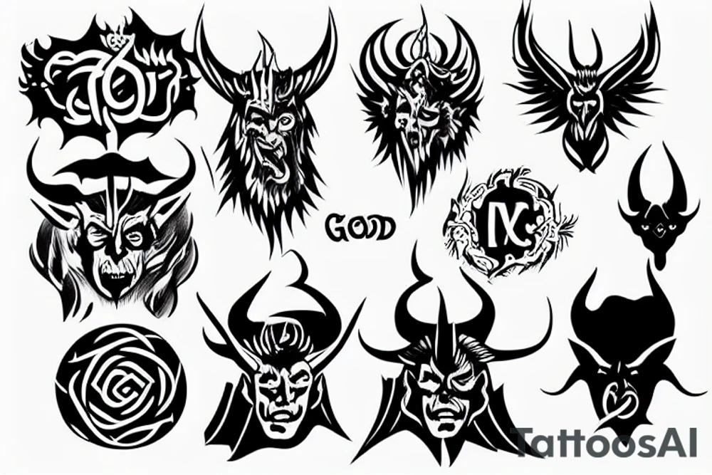 God and satan tattoo idea