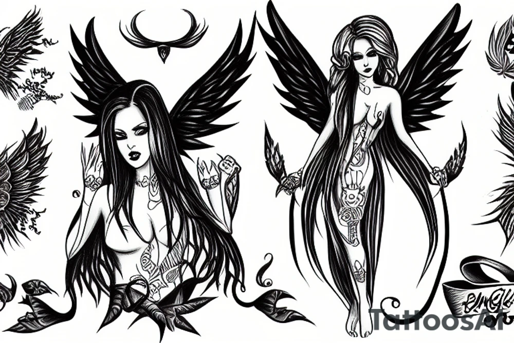 Angel and Devil tattoo idea