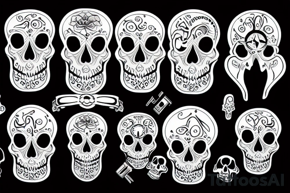 Key, skull, clock tattoo idea