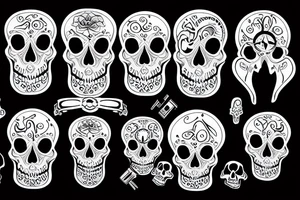 Key, skull, clock tattoo idea