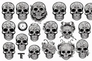 Key, skull, clock tattoo idea