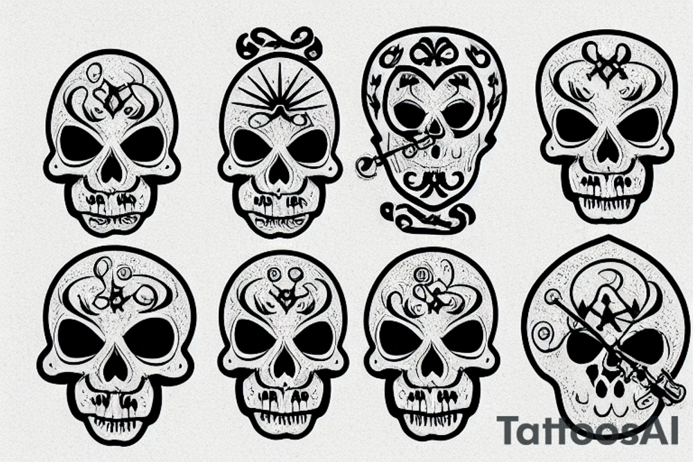 Key, skull, clock tattoo idea
