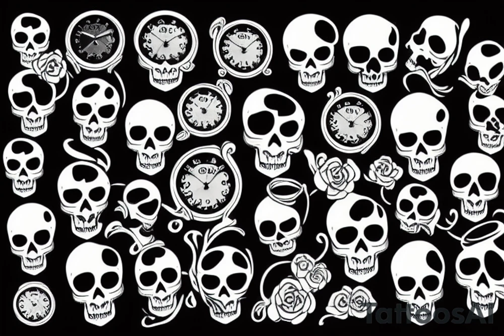 Key, skull, clock tattoo idea