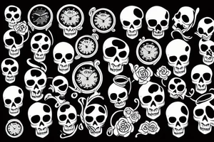 Key, skull, clock tattoo idea