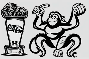 A monkey flexing its muscles and drinking a can of coke tattoo idea