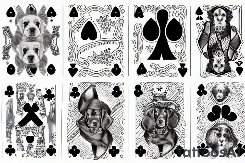 a dog playing cards tattoo idea