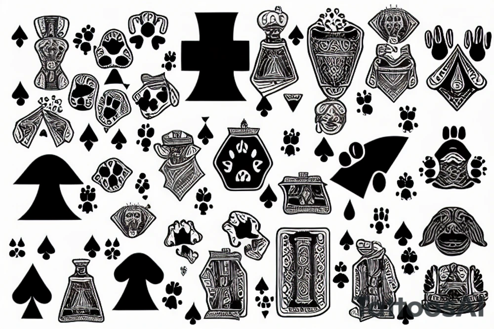a dog playing cards tattoo idea