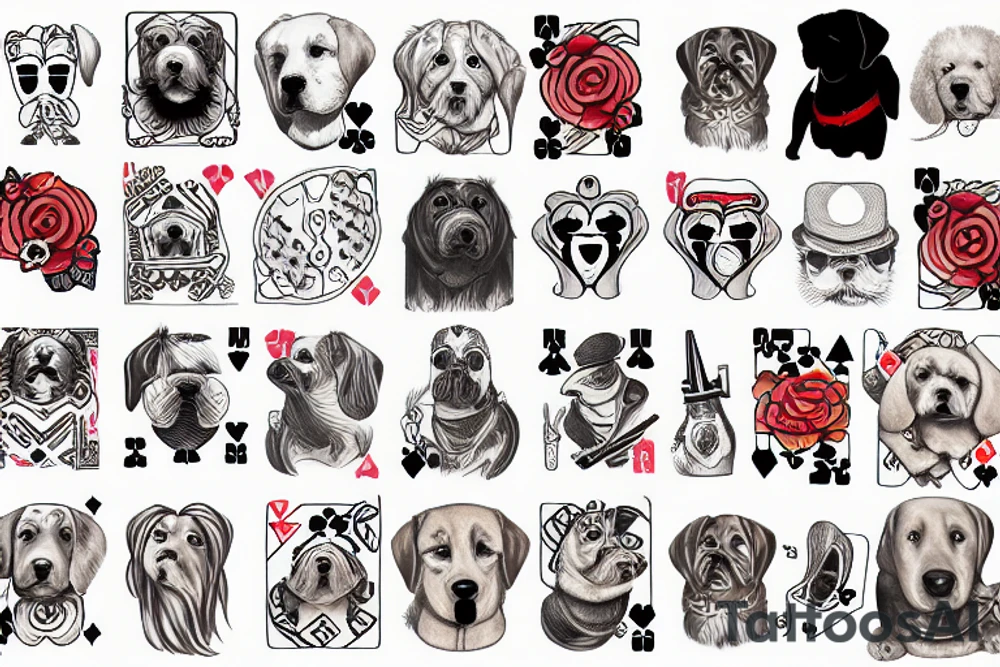 a dog playing cards tattoo idea