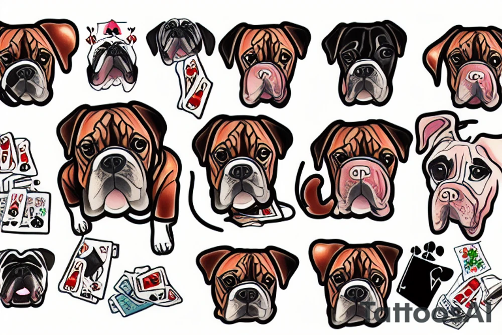 a boxer dog playing poker tattoo idea
