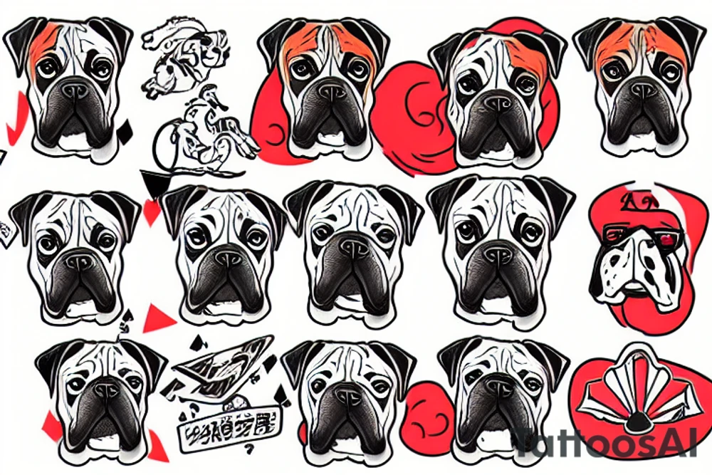 a boxer dog playing poker tattoo idea