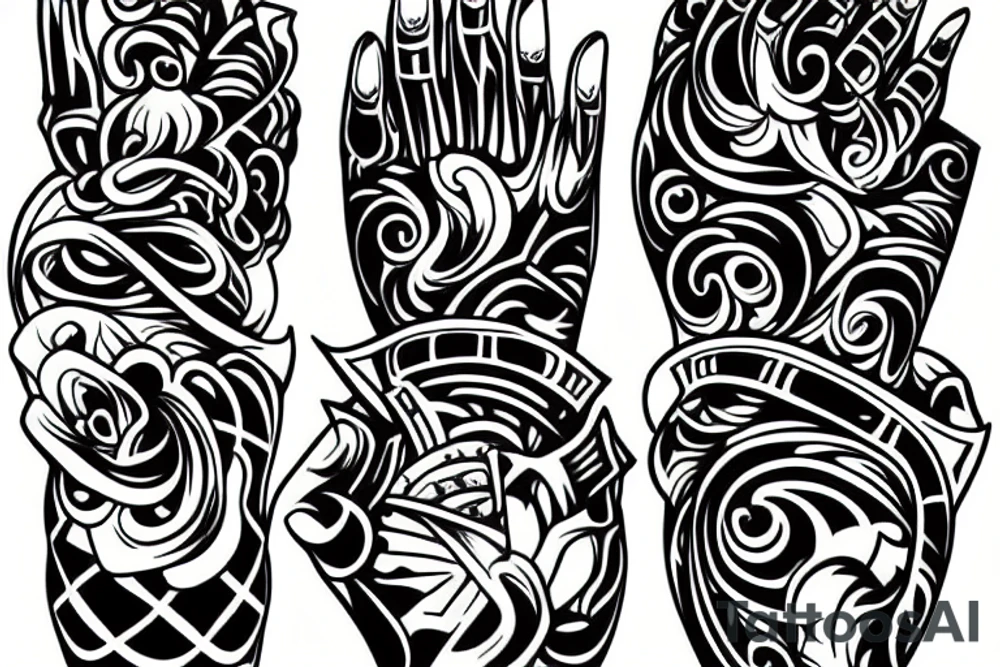 Family full hand tattoo idea