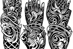 Family full hand tattoo idea
