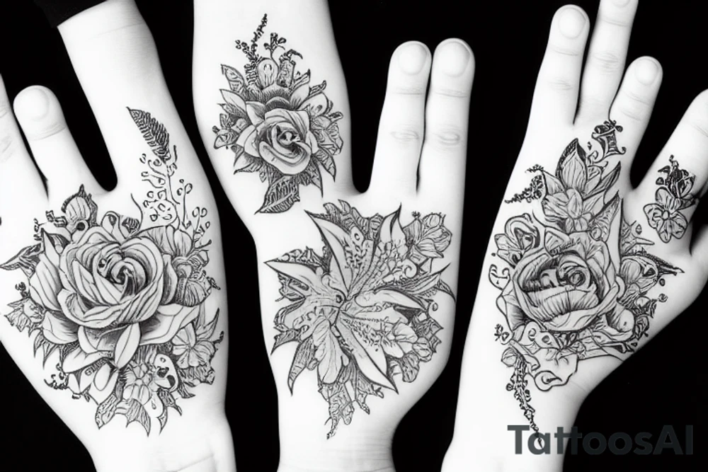 Family full hand tattoo idea