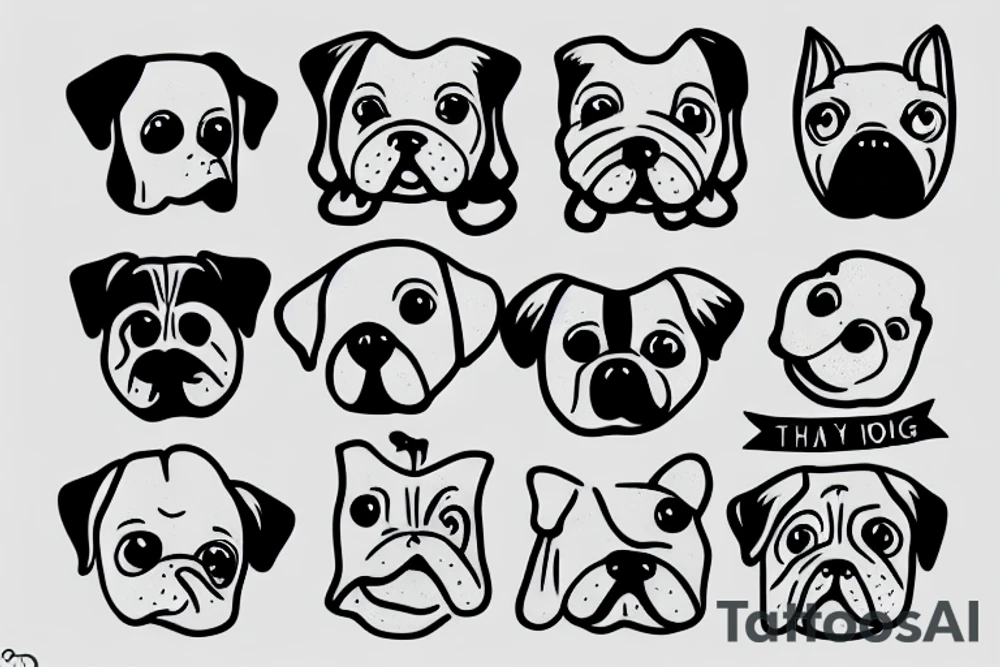 Happy dog face tattoo idea