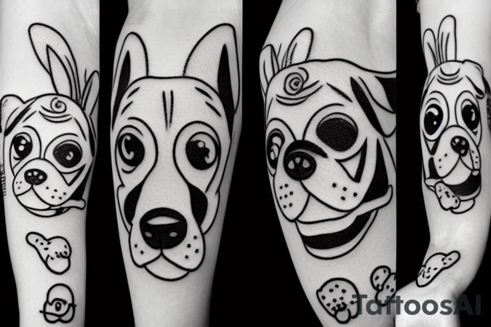 Happy dog face tattoo idea