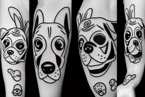 Happy dog face tattoo idea