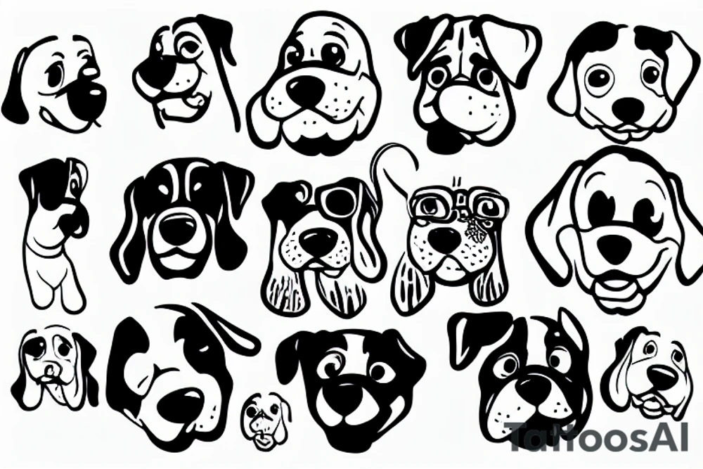 Happy dog face tattoo idea