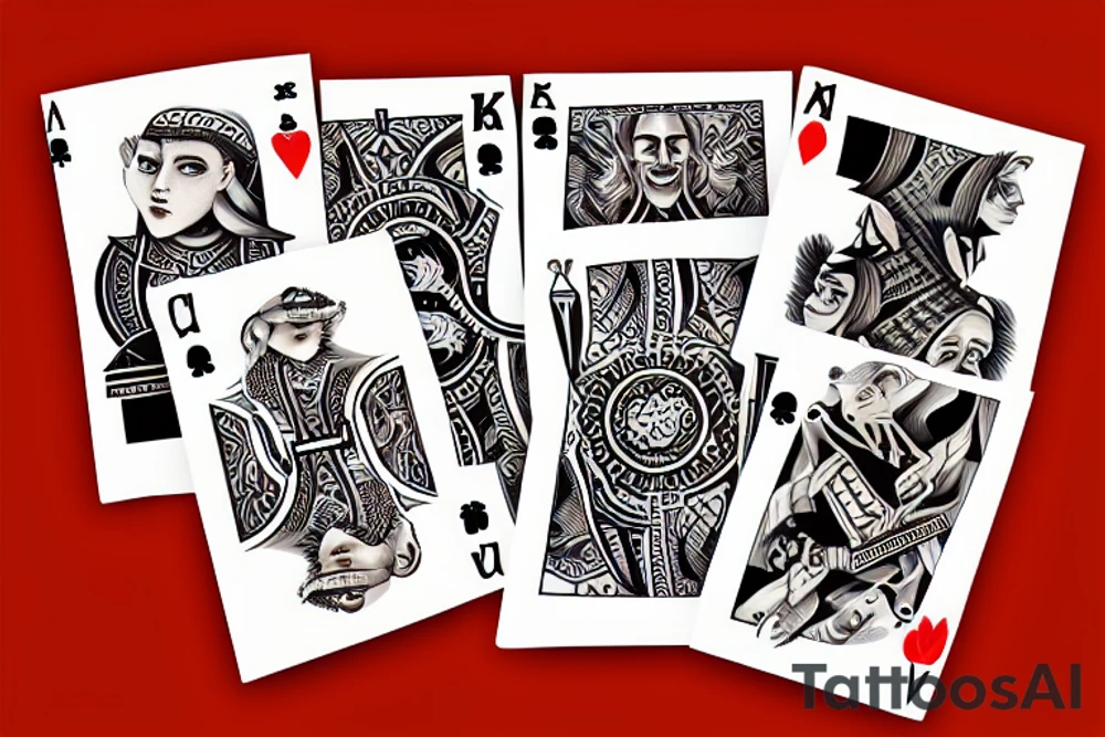 playing card, 5 of copas tattoo idea