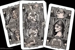 playing card, 5 of copas, acient italian tarot tattoo idea