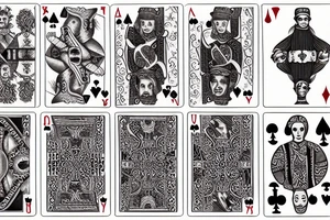 playing card, 5 of copas, acient italian tarot tattoo idea