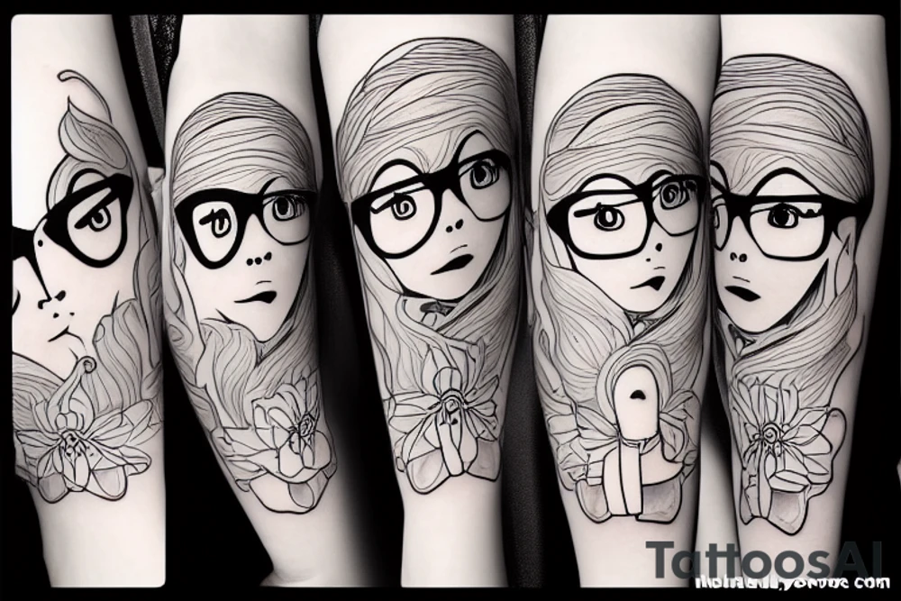 Girl in glasses tattoo idea