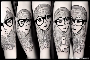 Girl in glasses tattoo idea