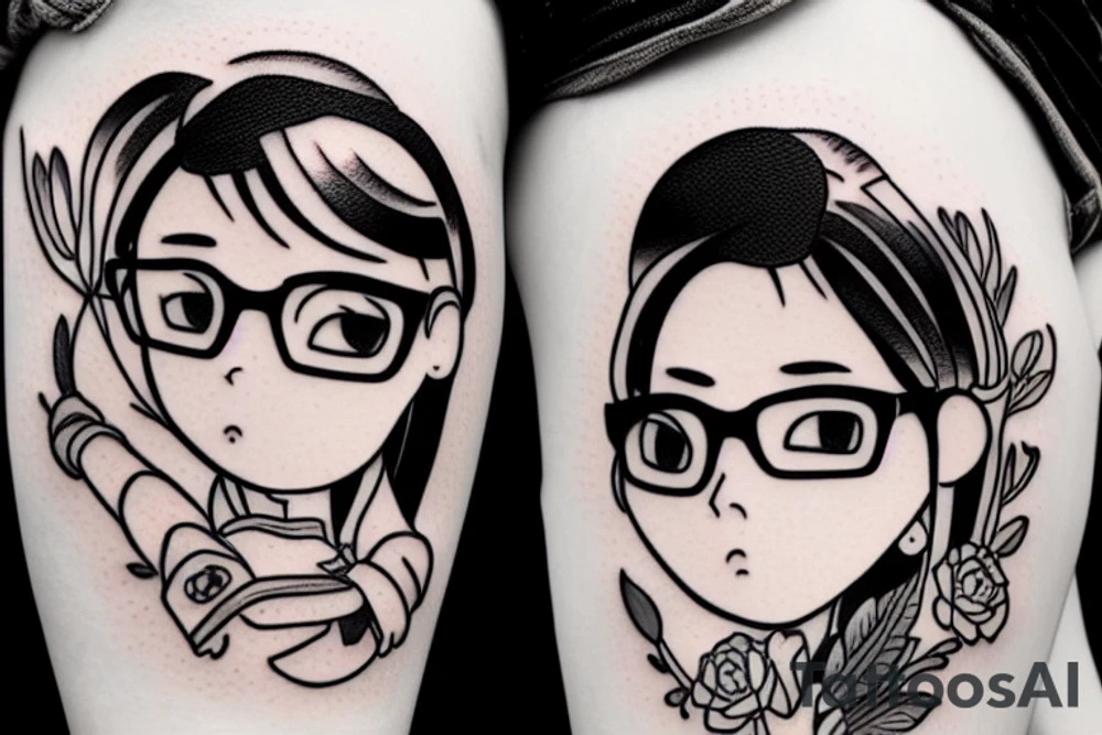 Girl in glasses tattoo idea