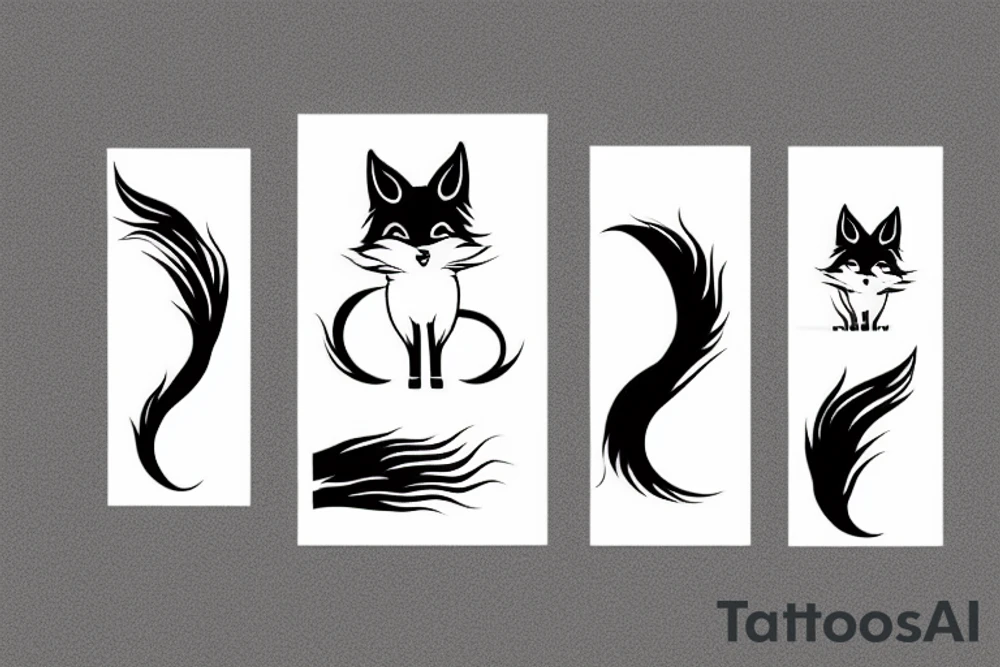 nine tail fox cute fierce fineline kurama tattoo idea