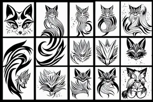 nine tail fox fierce fineline kurama tattoo idea