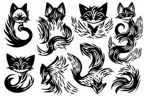 nine tail fox cute tattoo idea