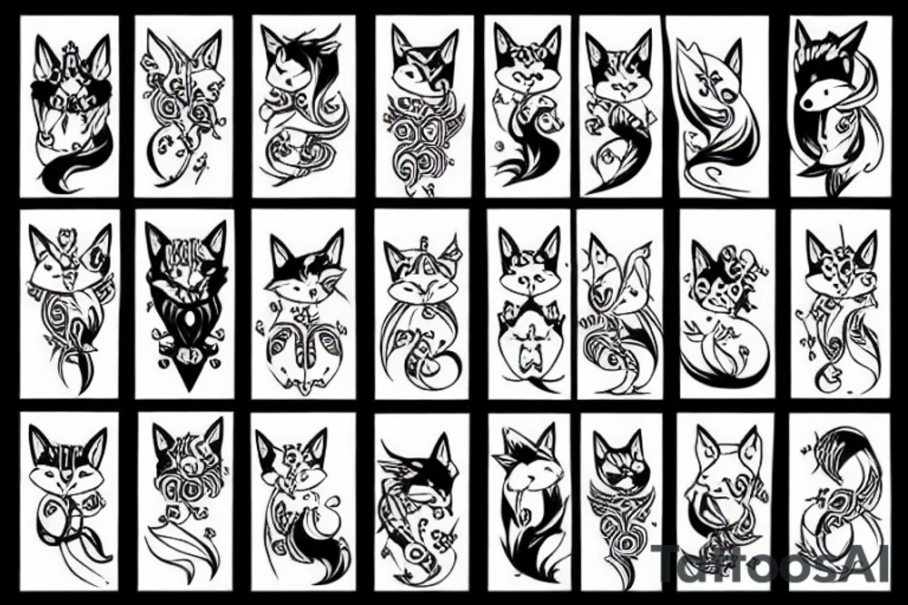 nine tail fox cute tattoo idea