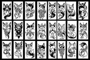 nine tail fox cute tattoo idea