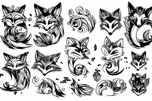 nine tail fox cute tattoo idea
