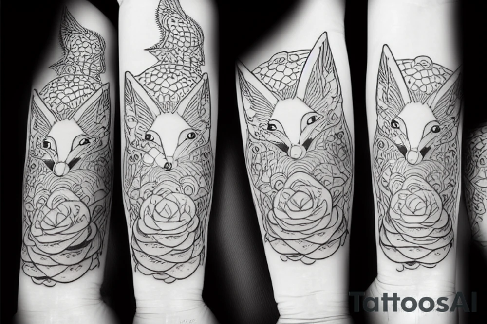 nine tail fox cute tattoo idea