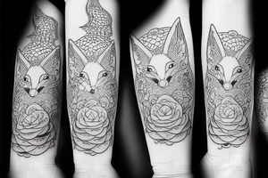 nine tail fox cute tattoo idea