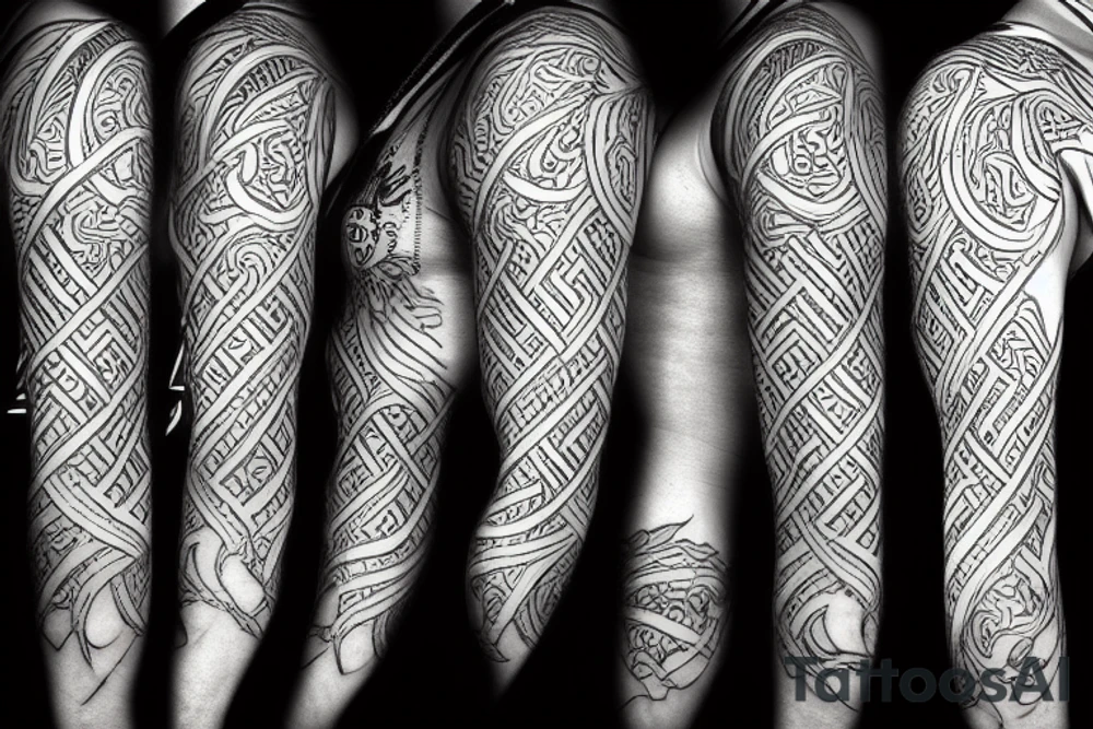 Dragon with cyber tribal lines tattoo idea
