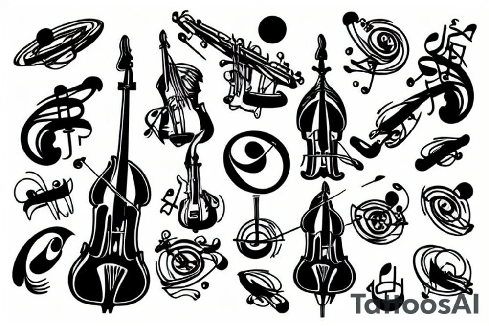 Double bass in space tattoo idea