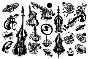 Double bass in space tattoo idea