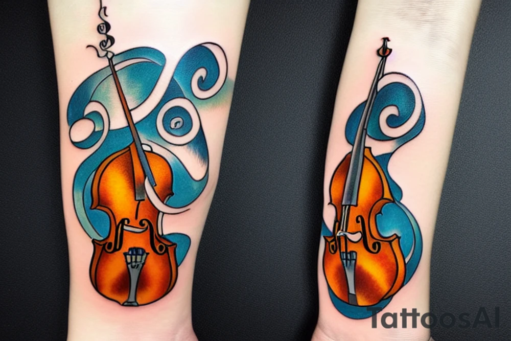 Double bass in space tattoo idea