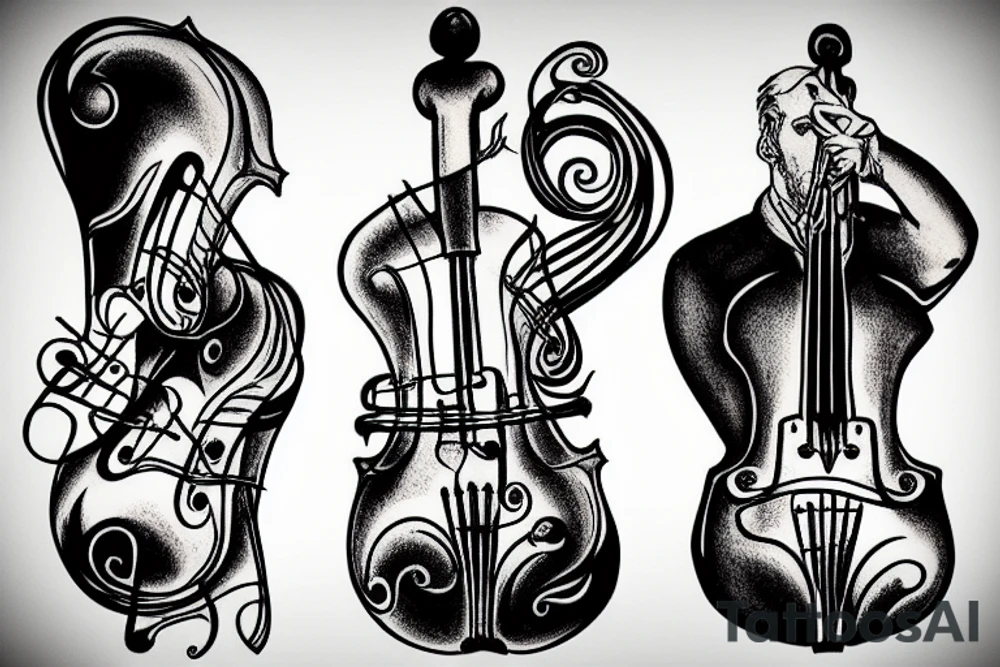 Double bass in space tattoo idea
