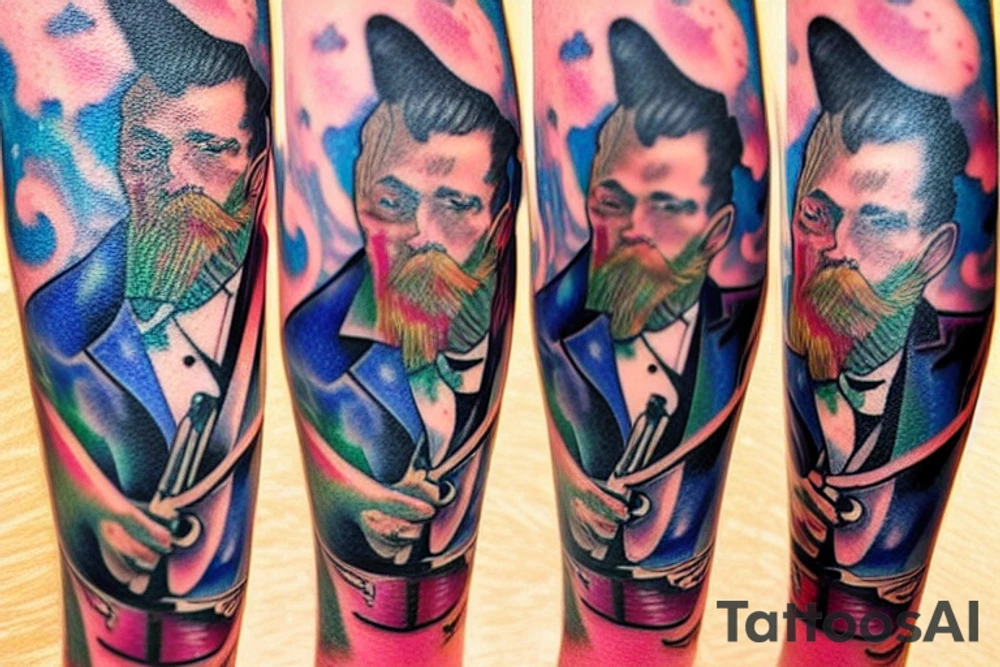 Double bass in space tattoo idea