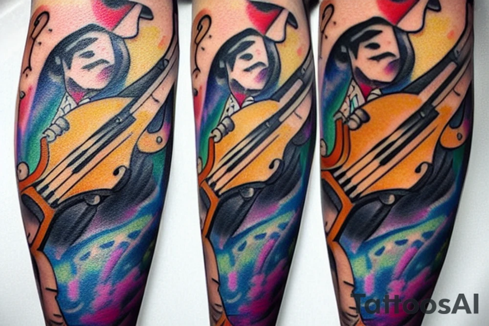 Double bass in space tattoo idea